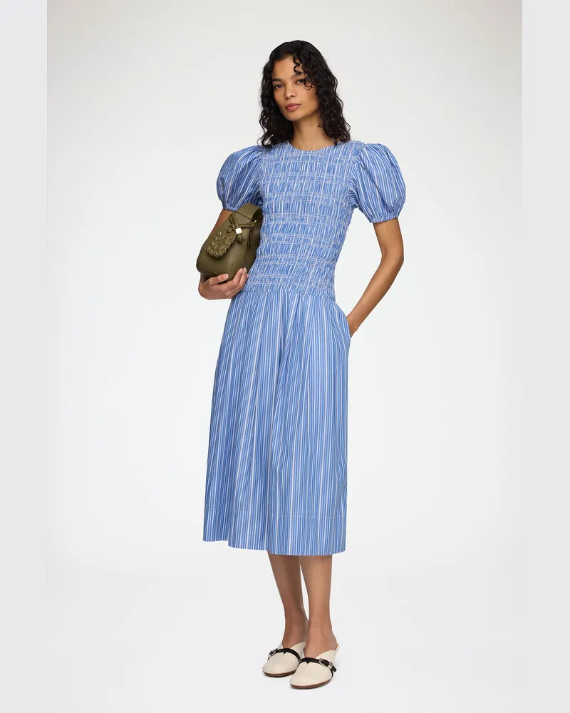 Ganni Nouvean marineblau Kleid aus gestreifter Baumwolle Bio-Baumwolle - Größe Nouvean