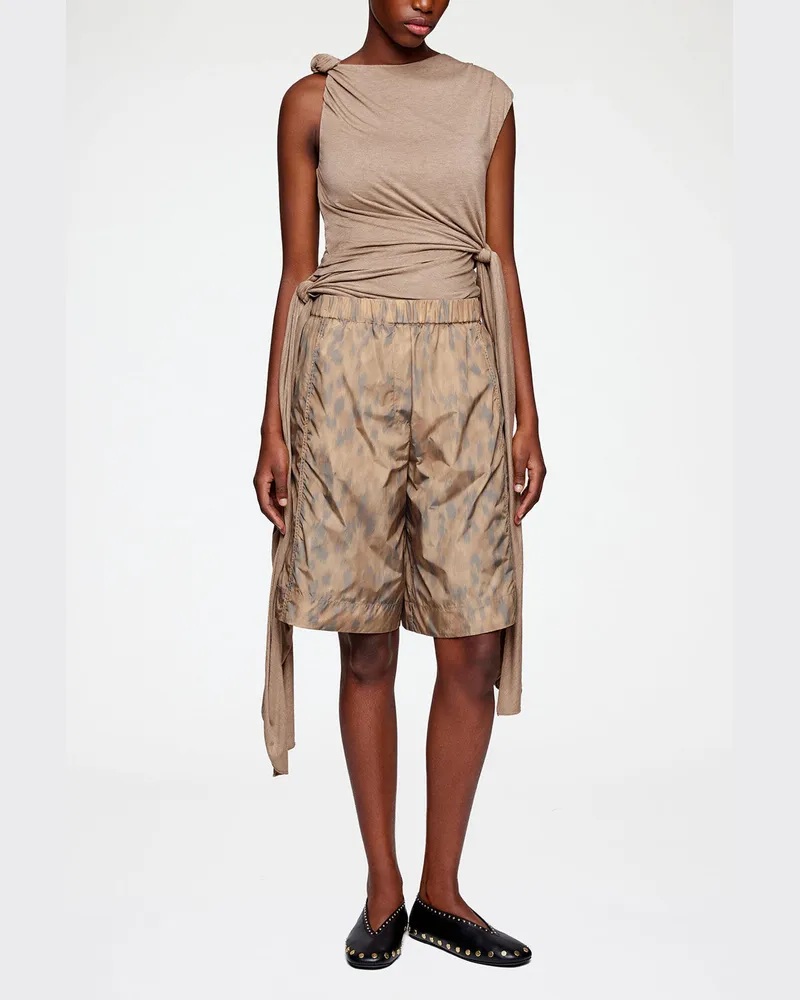 Ganni Shorts aus bedrucktem Nylon - Größe Burro Burro