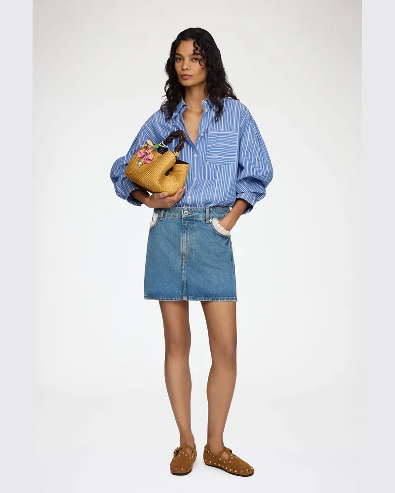 Ganni blau Rock aus festem Denim Bio-Baumwolle - Größe Blau