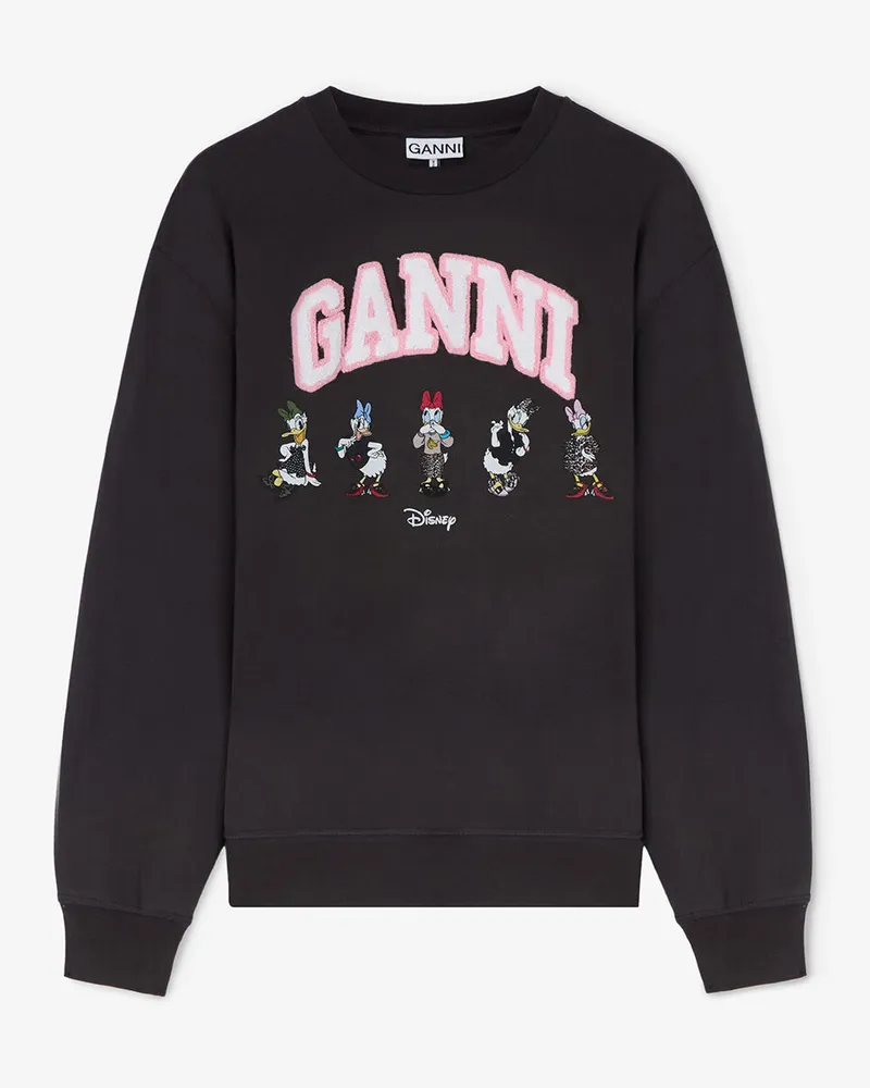 Ganni gemischt Schwarzes Daisy-Duck-Sweatshirt Bio-Baumwolle - Größe Gemischt