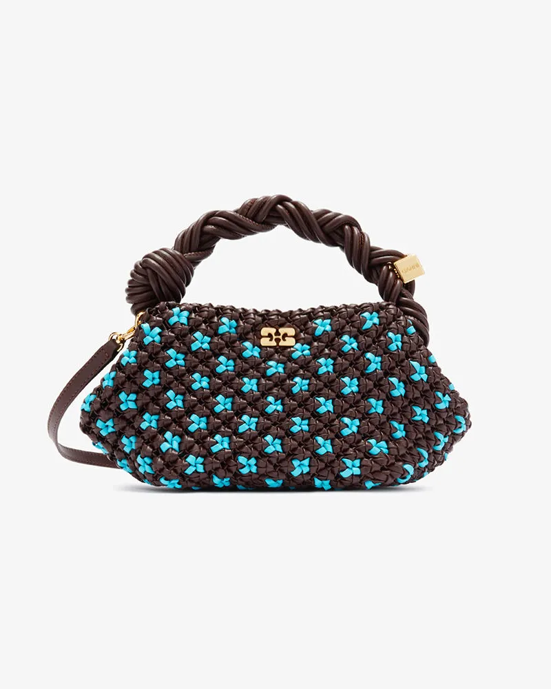 Ganni Mini Bou Tasche in geflochtenem Braun Braun