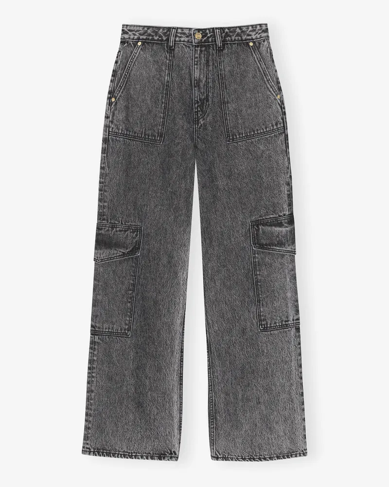 Ganni schwarz Angi Jeans in mit Washed-Effekt Bio-Baumwolle - Größe Schwarz