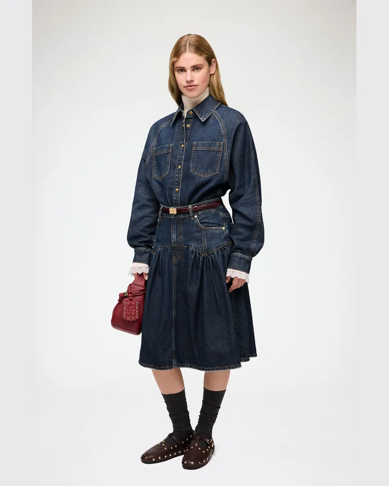 Ganni Rock aus strukturiertem Denim blau Blau