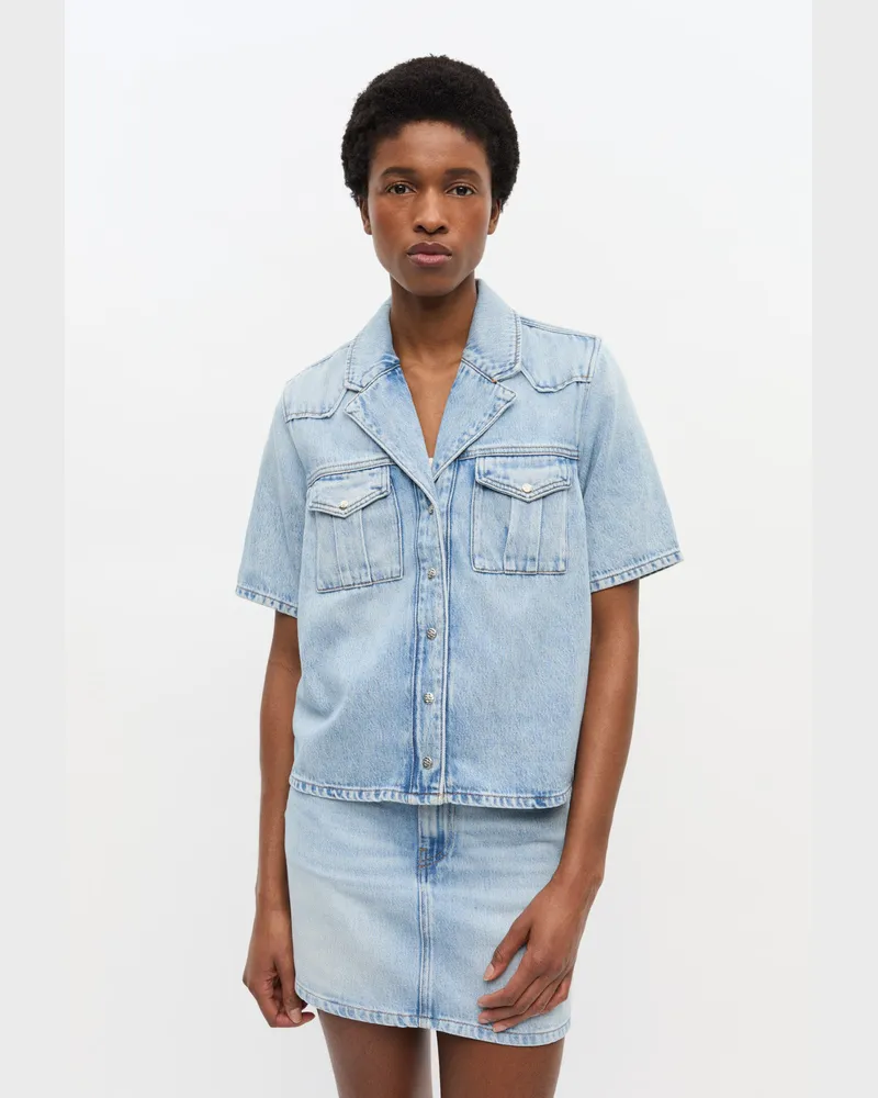 Ganni blau Hellblaues Jeanshemd Bio-Baumwolle - Größe Blau