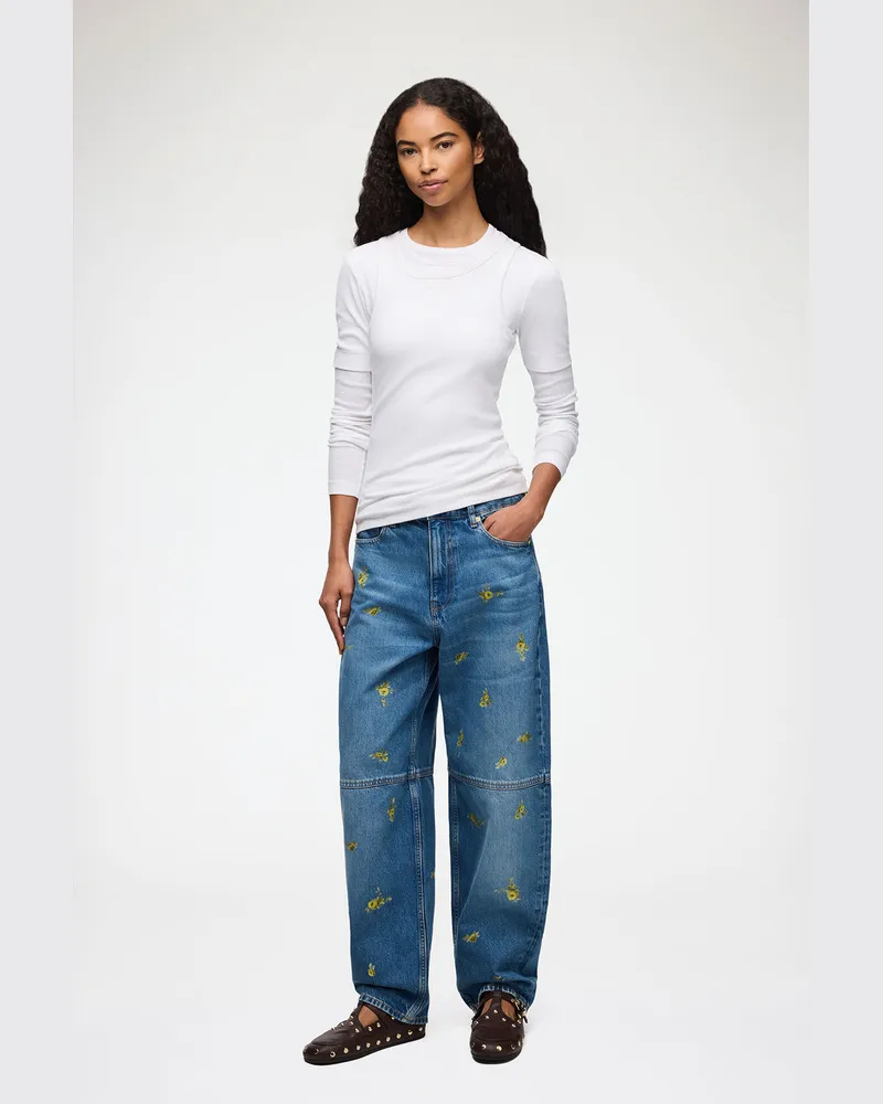 Ganni blau Stary-Barrel-Jeans aus bedrucktem Denim Bio-Baumwolle - Größe Blau