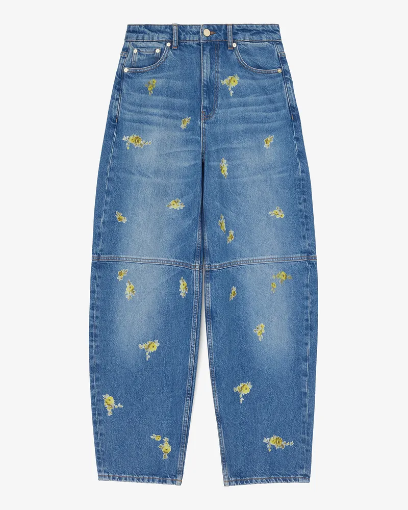 Ganni blau Stary-Barrel-Jeans aus bedrucktem Denim Bio-Baumwolle - Größe Blau