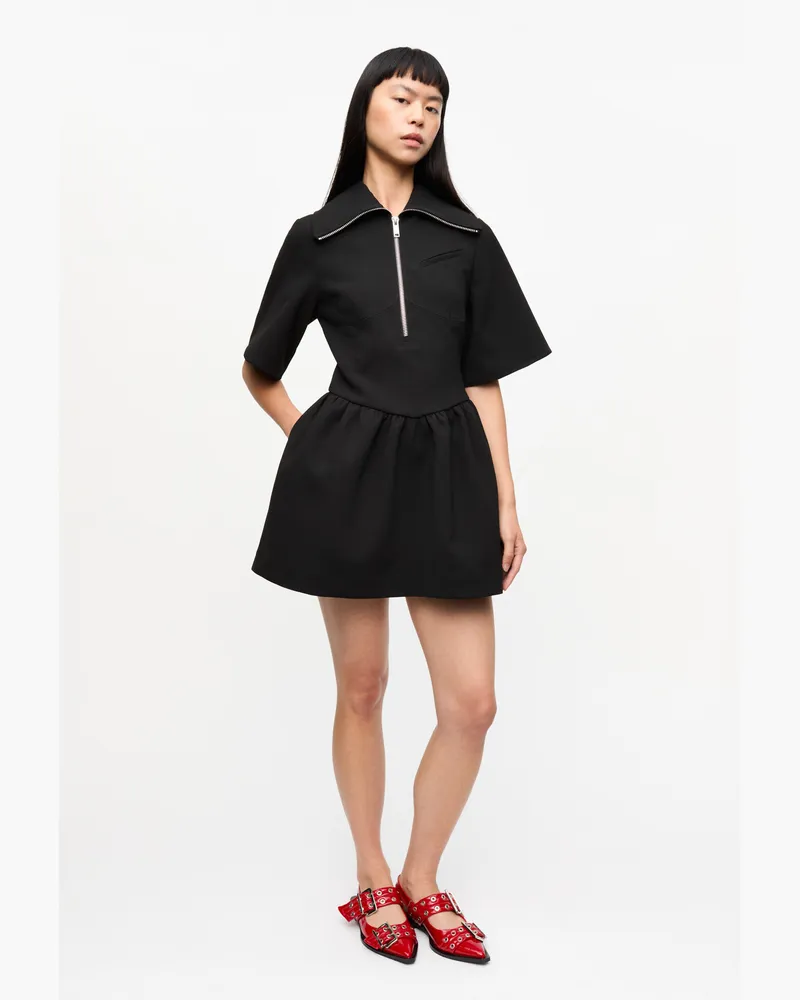 Ganni Schwarzes Minikleid aus verbundenem Crêpe - Größe schwarz Schwarz