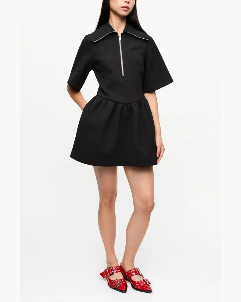 Ganni Schwarzes Minikleid aus verbundenem Crêpe - Größe schwarz Schwarz