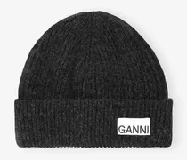 Dark grau Fitted Wool Rib Knit Beanie gemischt