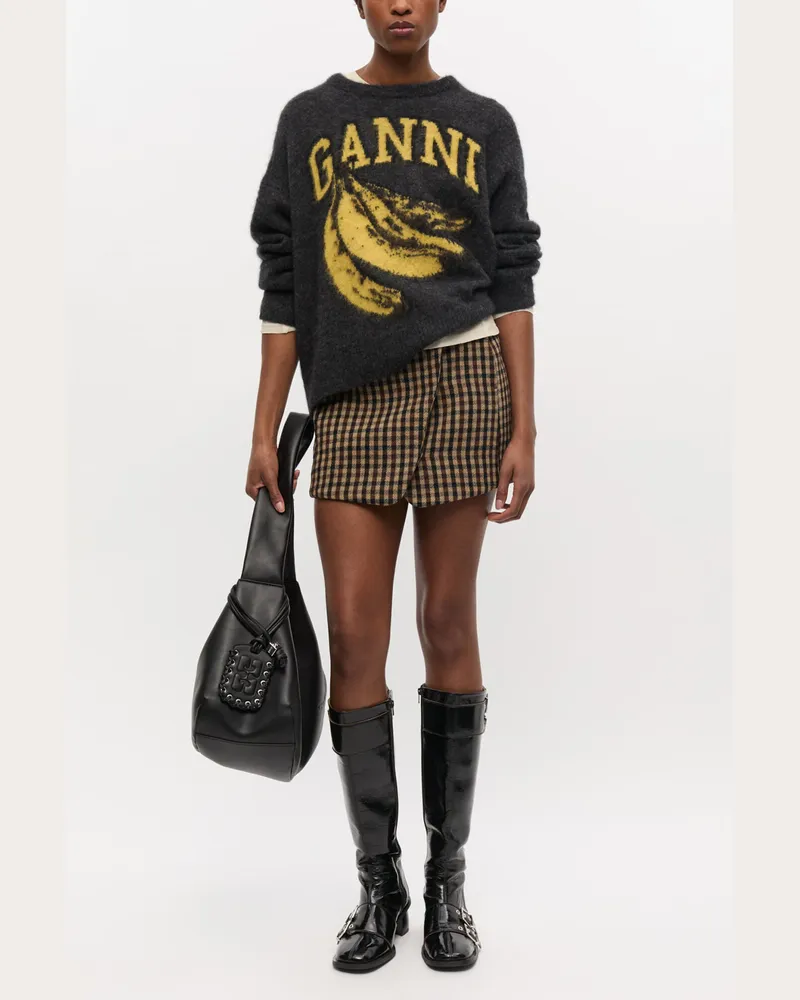 Ganni Schwarzer Pullover mit Bananen-Grafik gemischt Gemischt