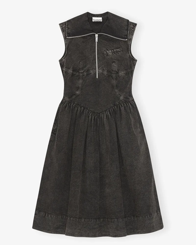 Ganni schwarz Kleid aus schwarzer Baumwolle Bio-Baumwolle - Größe Schwarz