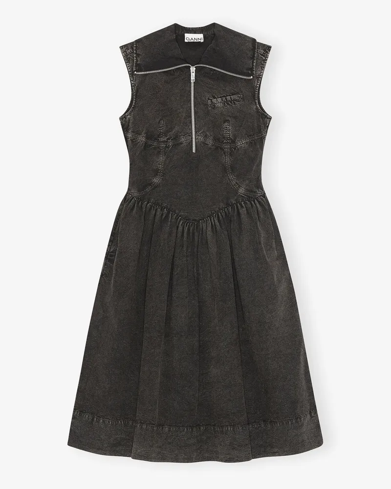 Ganni schwarz Kleid aus schwarzer Baumwolle Bio-Baumwolle - Größe Schwarz