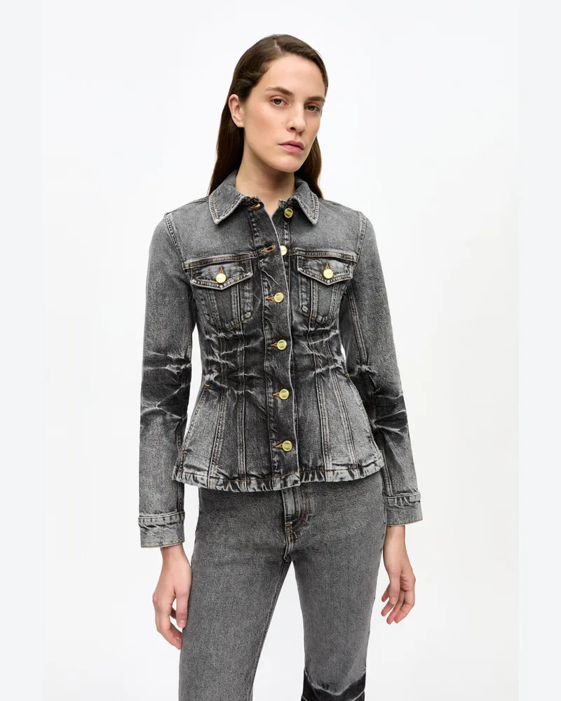 Ganni schwarz gewaschener Future-Jeansblazer Elastan - Größe Schwarz