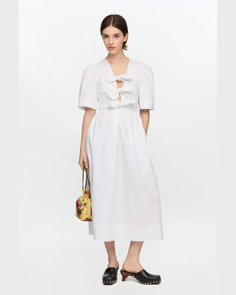 Ganni weiß Weißes Kleid aus Stretch-Baumwolle Bio-Baumwolle - Größe Weiß