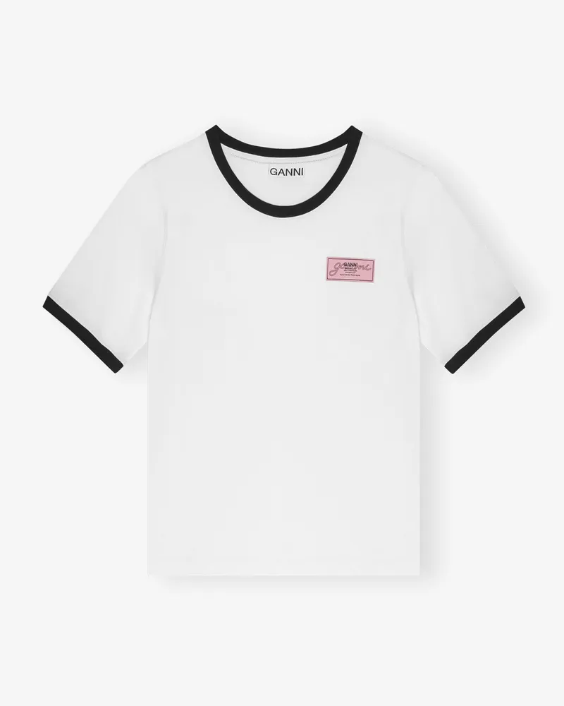 Ganni weiß Weißes Baumwoll-T-Shirt Baumwolle - Größe Weiß