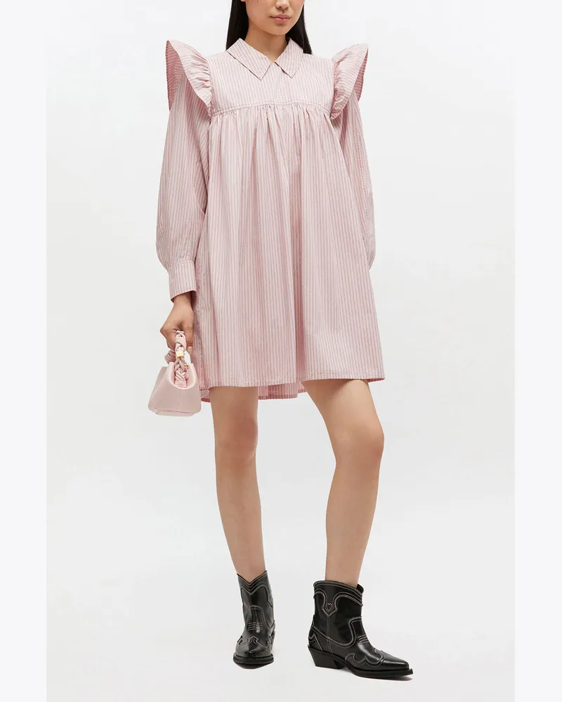 Ganni rosa rosaes Mini-Hemdkleid Bio-Baumwolle - Größe Rosa