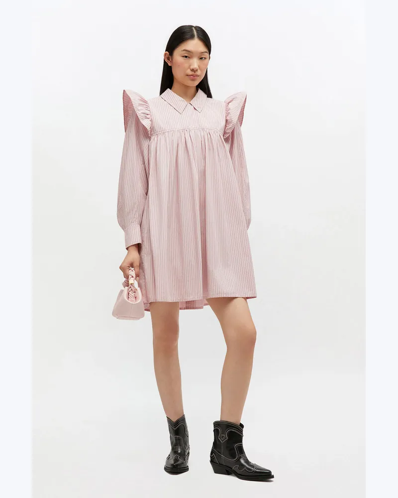 Ganni rosa rosaes Mini-Hemdkleid Bio-Baumwolle - Größe Rosa