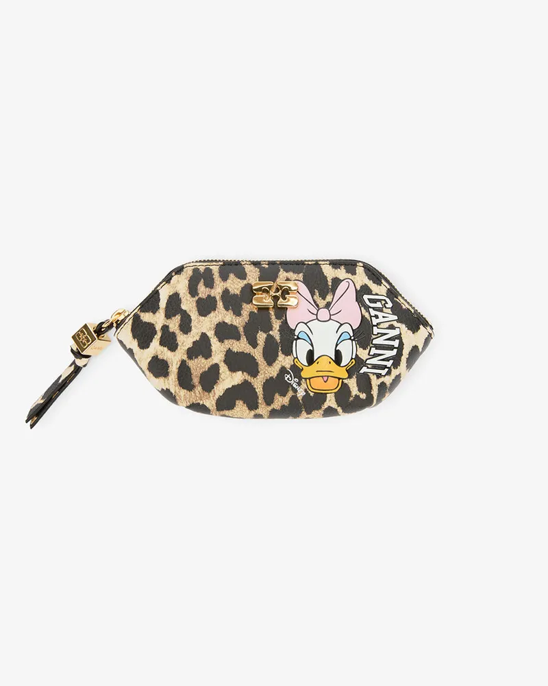Ganni Geldbörse mit Leopardenmuster und Daisy-Duck-Print braun Braun