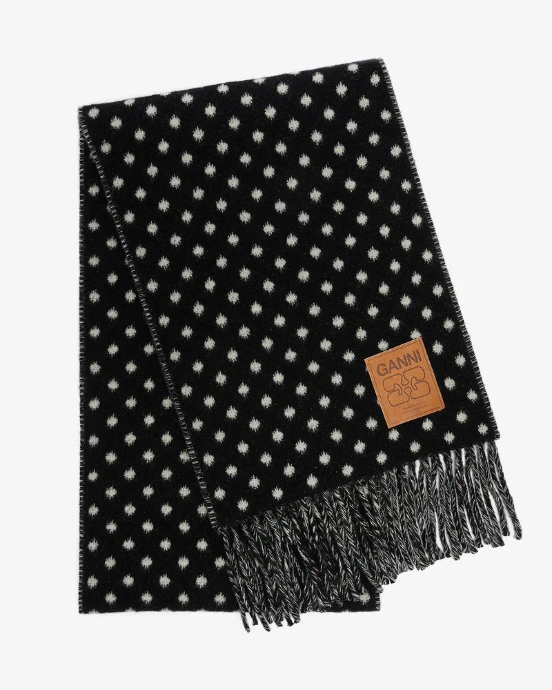 Ganni Wollstrickschal schwarz Schwarz