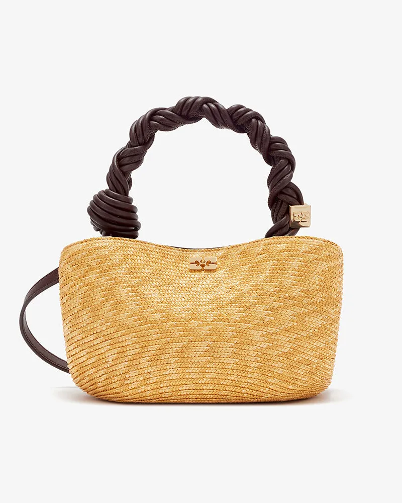 Ganni Mini-Bou-Tasche in Stroh-Optik Italian Straw Italian