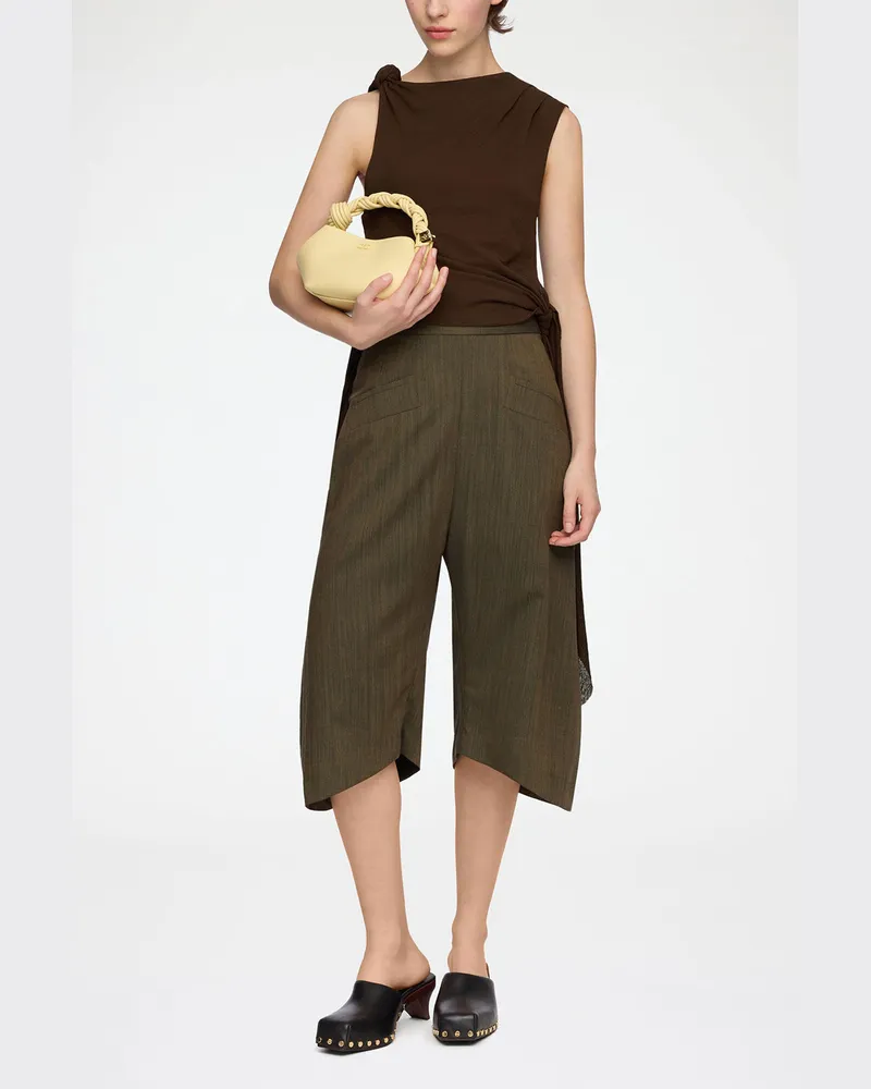 Ganni Canteen Caprihose aus brauner Wollmischung Recycelte Wolle - Größe Canteen