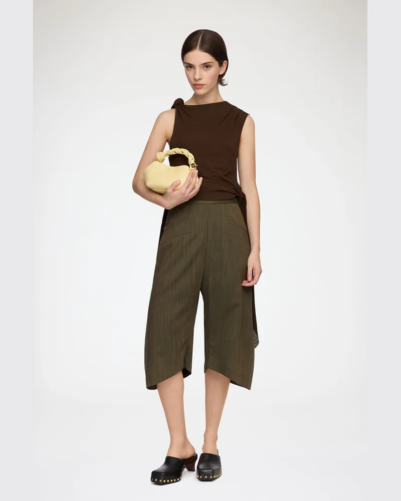 Ganni Canteen Caprihose aus brauner Wollmischung Recycling-Wolle - Größe Canteen