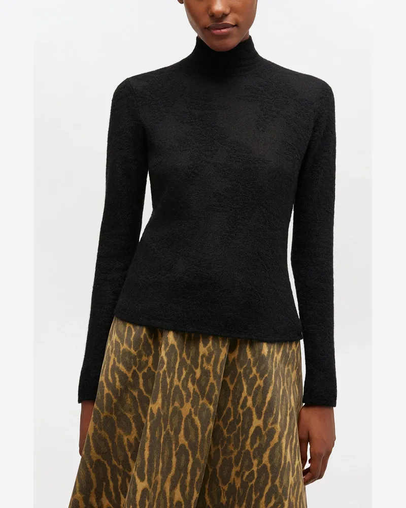 Ganni Transparenter Rollkragenpullover schwarz Schwarz