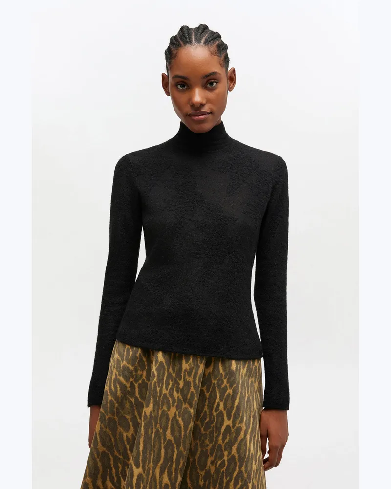 Ganni Transparenter Rollkragenpullover schwarz Schwarz