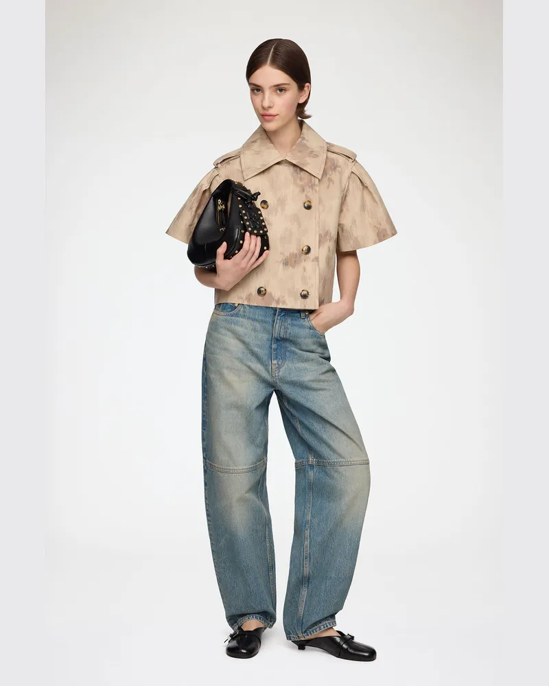 Ganni Warm Sand Jacke aus bedruckter Baumwolle Bio-Baumwolle - Größe Warm