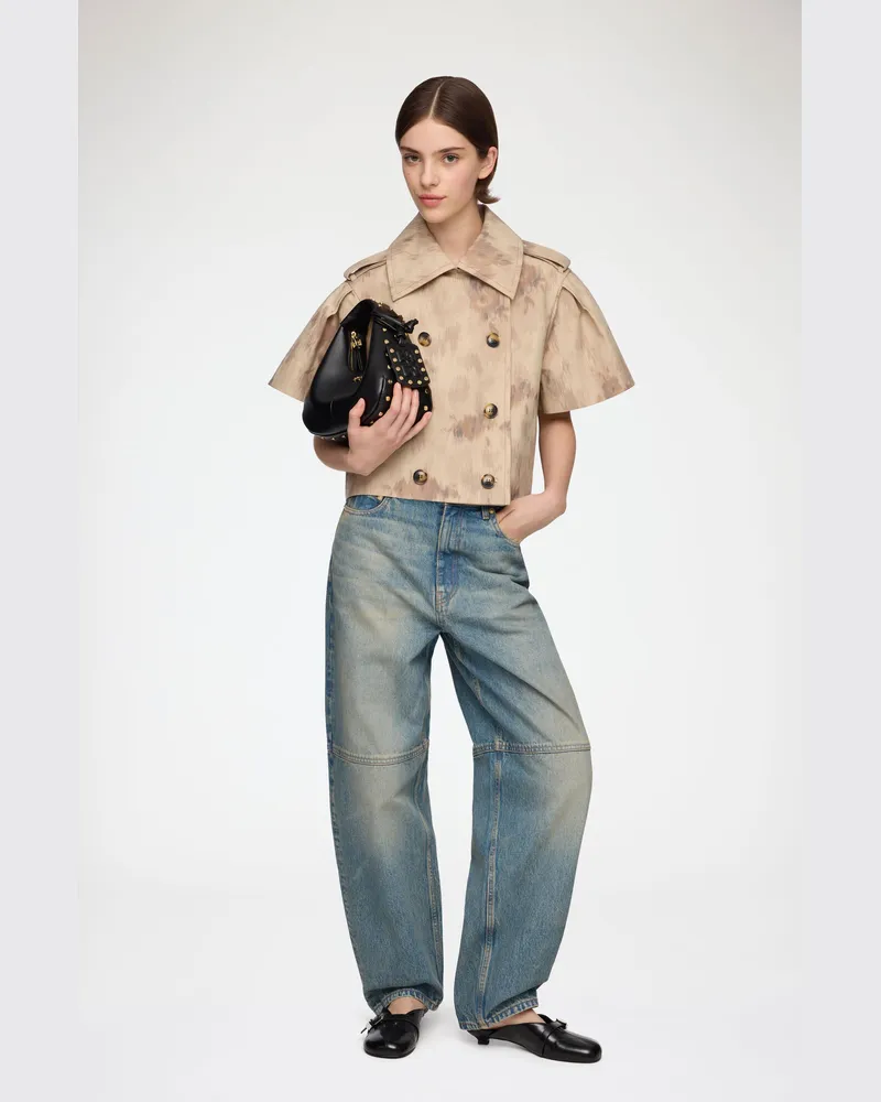 Ganni Warm Sand Jacke aus bedruckter Baumwolle Bio-Baumwolle - Größe Warm