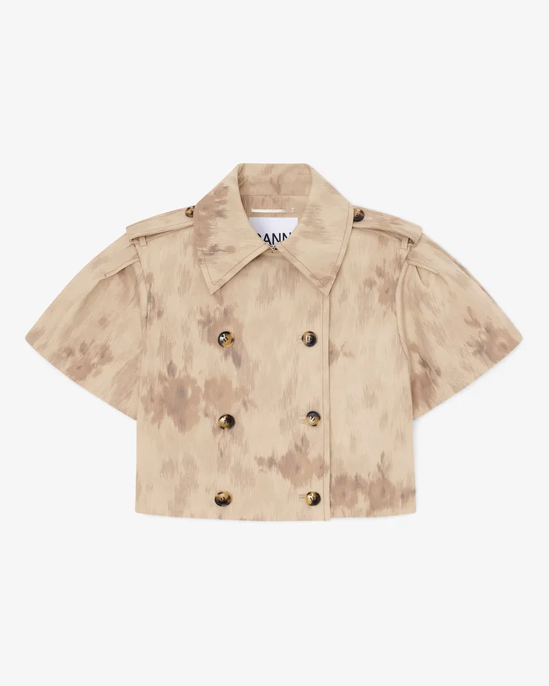 Ganni Warm Sand Jacke aus bedruckter Baumwolle Bio-Baumwolle - Größe Warm