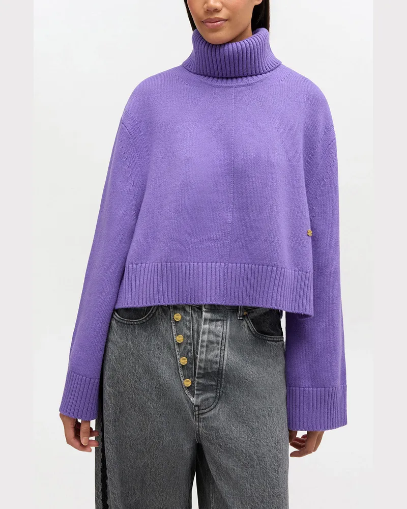 Ganni lila Rollkragenpullover aus Wolle - Größe Lila