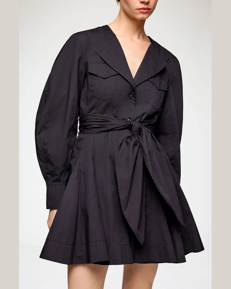 Ganni schwarz Hemdkleid aus Stretch-Baumwolle Bio-Baumwolle - Größe Schwarz