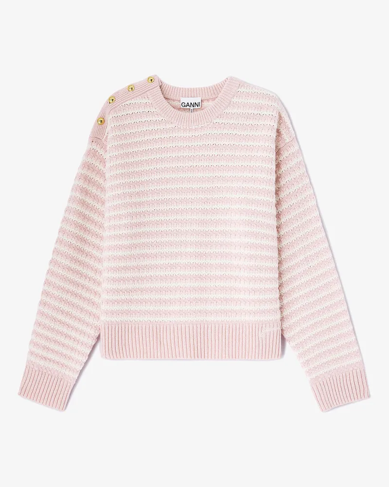 Ganni rosa Gestreifter Pullover aus einer Wollmischung Wolle - Größe Rosa
