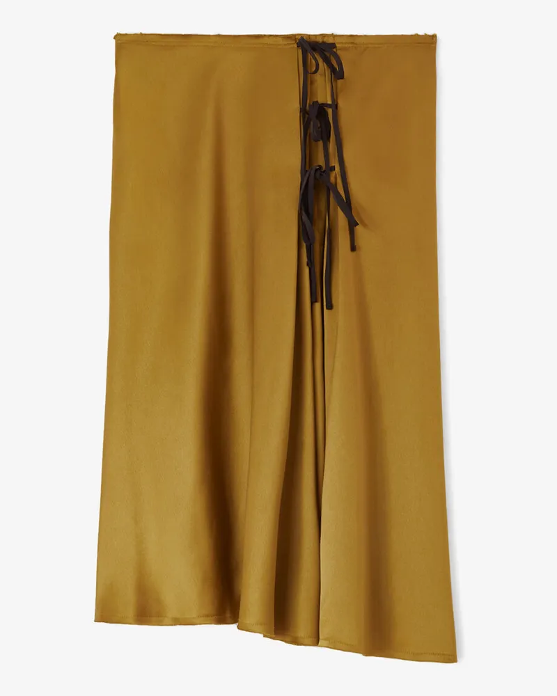 Ganni Rock aus grünem Satin Ecru Olive Ecru