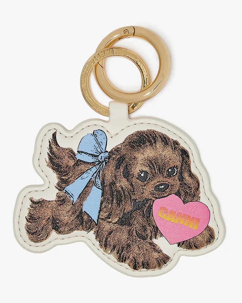 Ganni Brauner Welpen-Schlüsselanhänger braun Braun