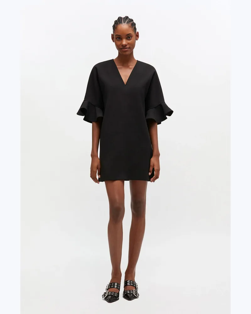 Ganni Jet schwarz Schwarzes Mini-Rüschenkleid - Größe Jet