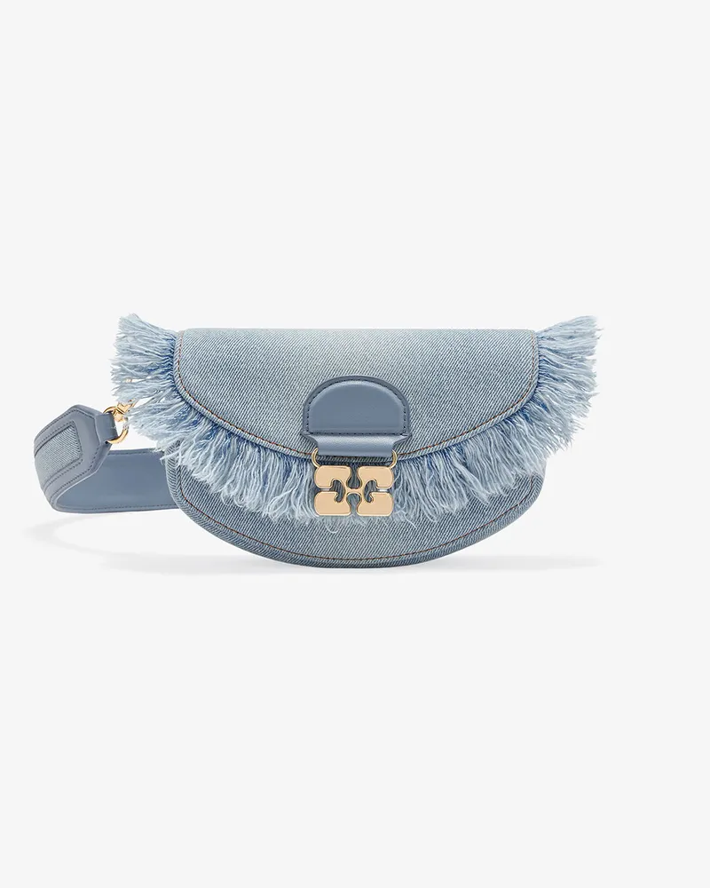 Ganni Blaue Denim Apo-G Geldbörsen-Tasche blau Blau