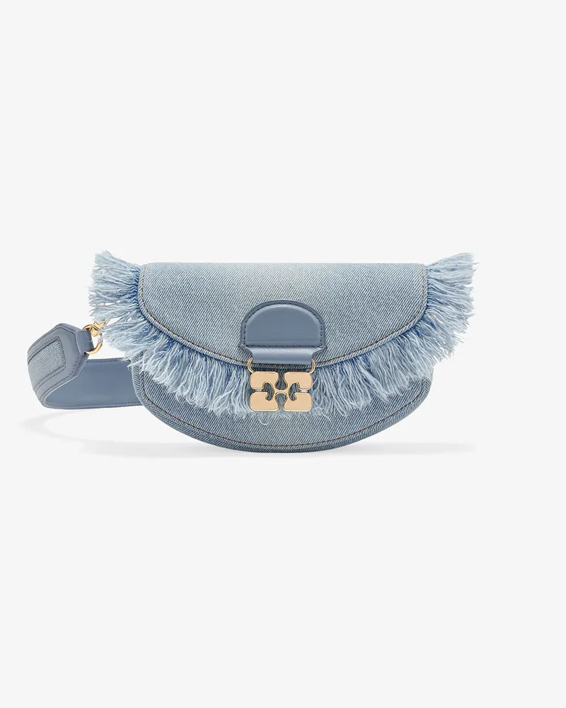 Ganni Blaue Denim Apo-G Geldbörsen-Tasche blau Blau