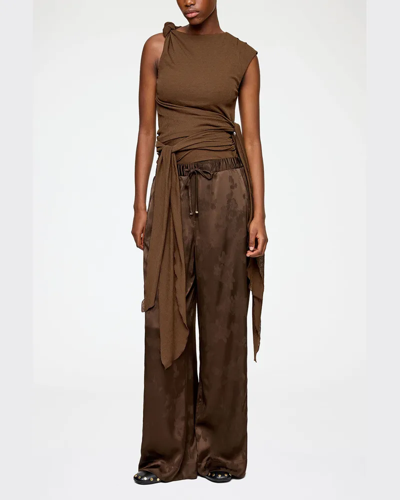 Ganni Hose aus Satin in Braun Braun