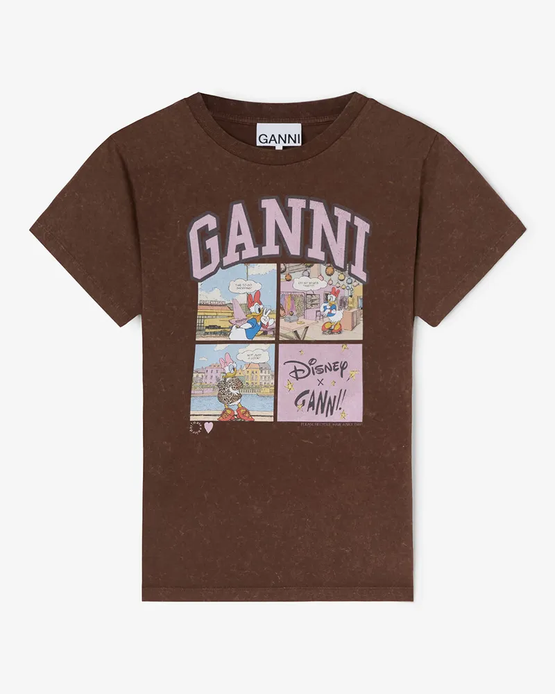 Ganni braun Daisy Duck Comic-T-Shirt Recycelte Baumwolle - Größe Braun
