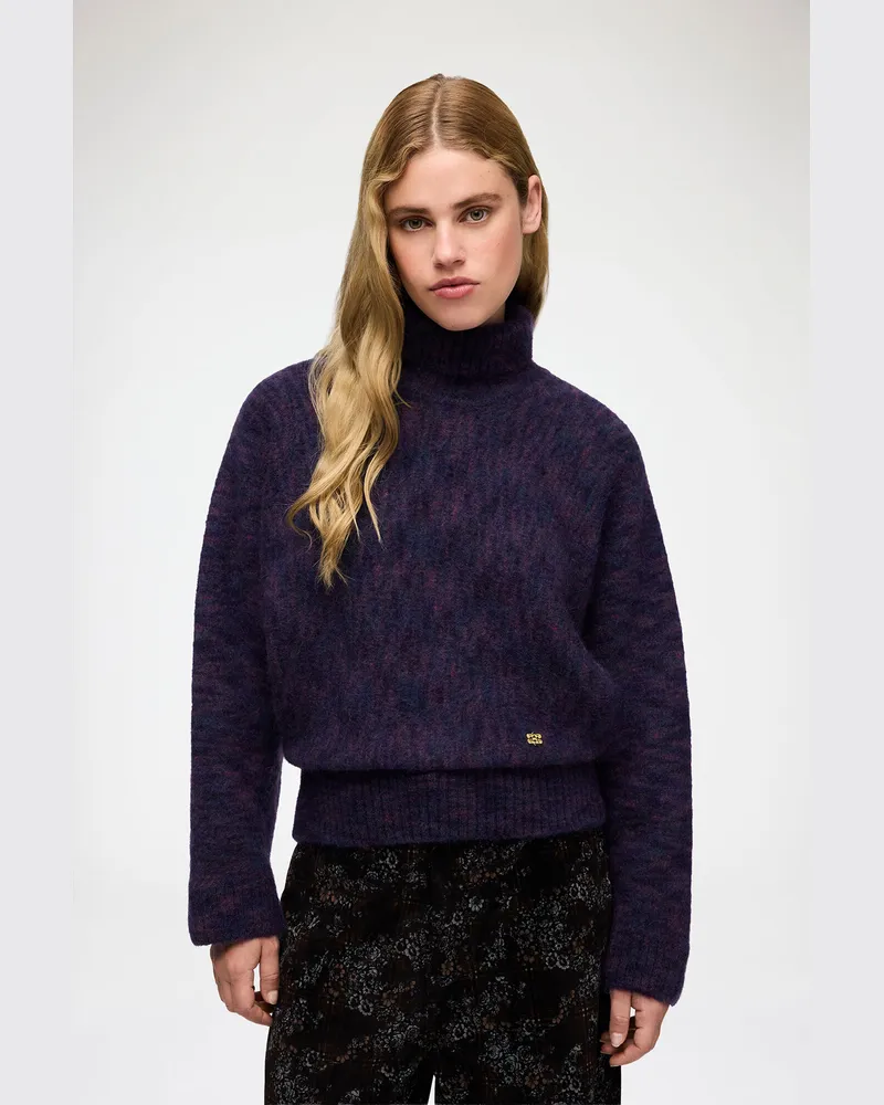 Ganni Bright violett Rollkragenpullover aus gebürstetem Mohair Wolle - Größe Bright