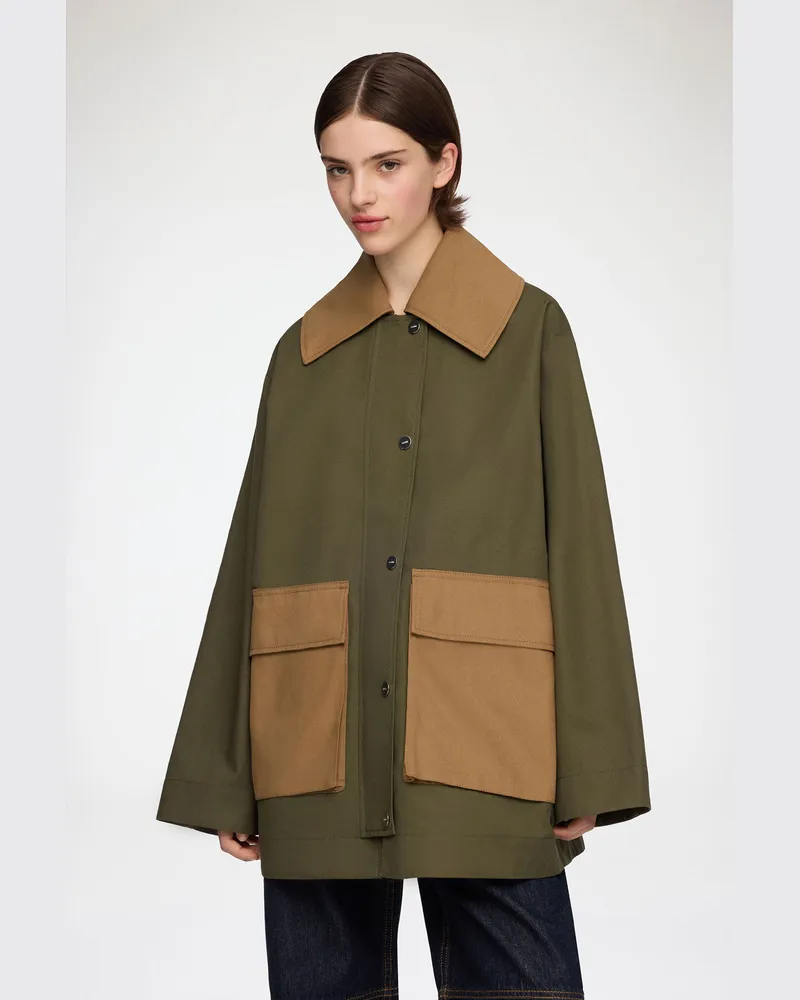 Ganni grün Jacke aus grünem Canvas Bio-Baumwolle - Größe Grün