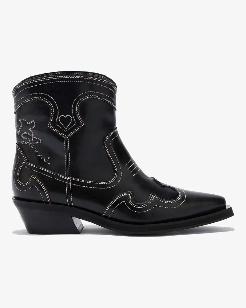 Ganni Bestickte niedrige Westernstiefel - Größe rosa Rosa