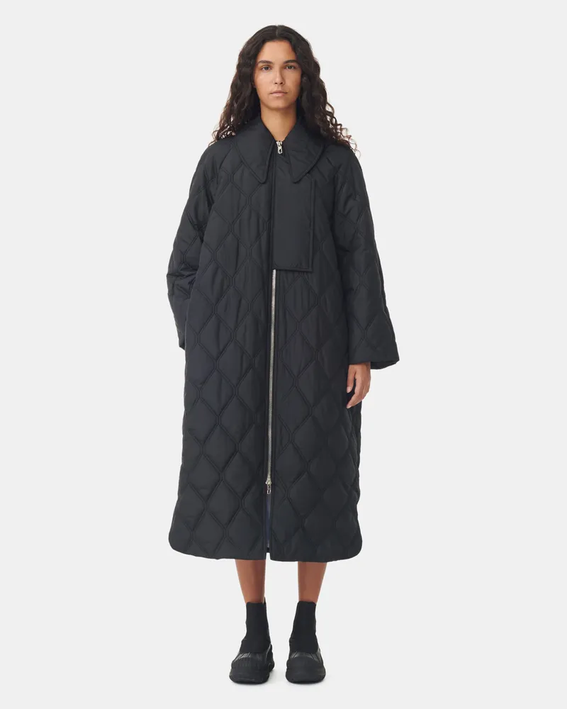 Ganni Ripstop Quilt Mantel - Größe schwarz Schwarz