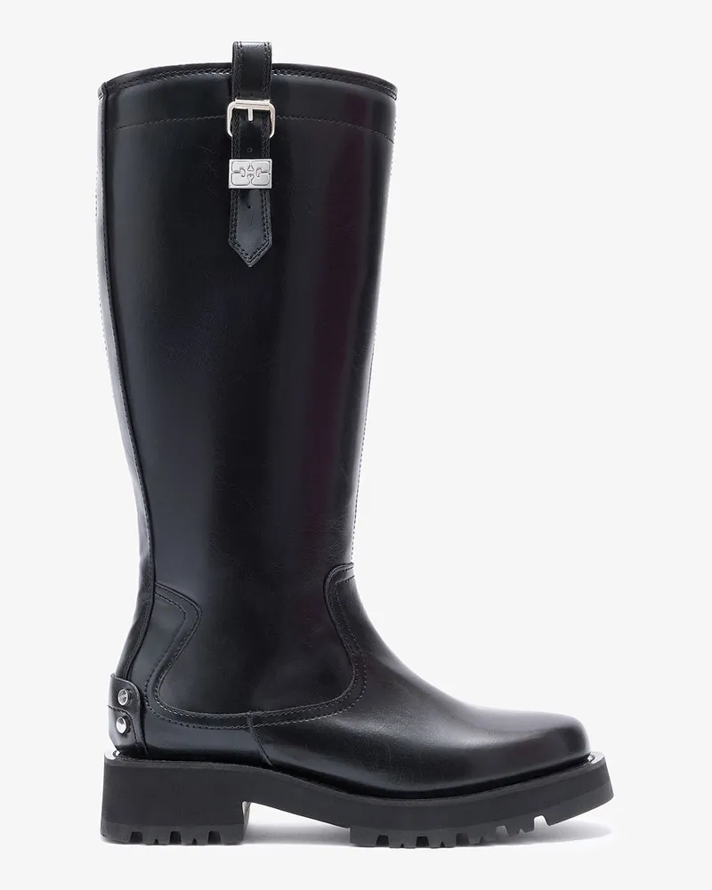 Ganni schwarz Hohe Stiefel in Oleatex Oleatex - Größe Schwarz