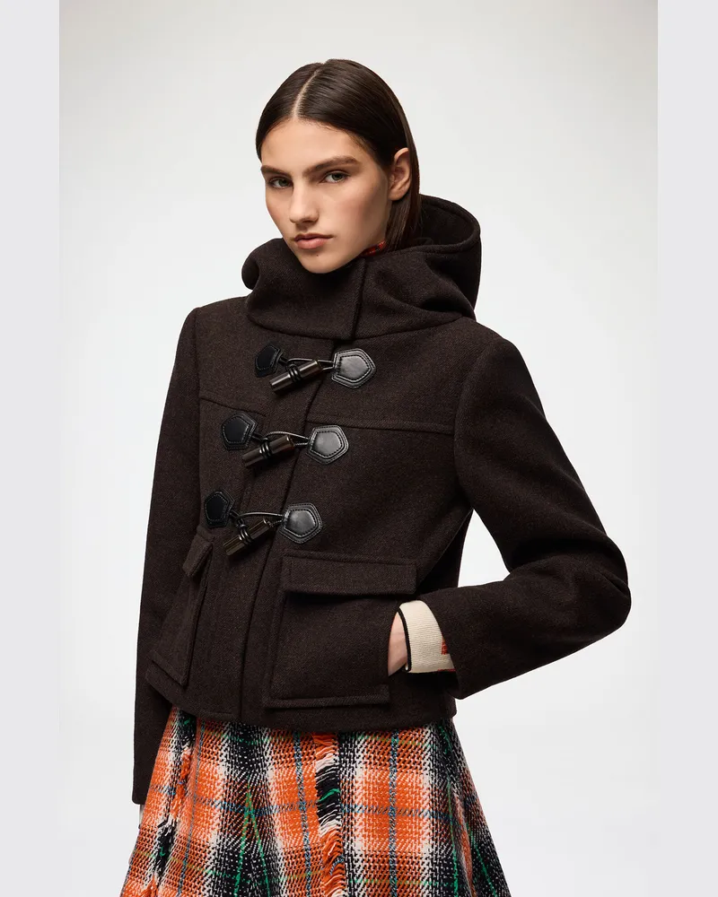 Ganni Mini-Duffelcoat aus Wolle braun Braun