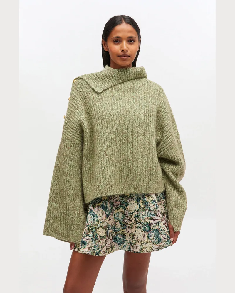 Ganni Grüner Mohairpullover grün Grün