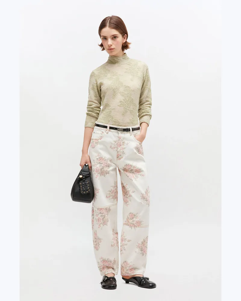 Ganni weiß Stary-Jeans mit Blumendruck Baumwolle - Größe Weiß