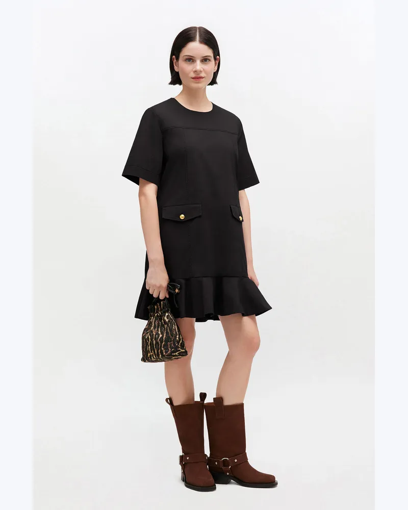 Ganni schwarz Minikleid aus Stretch-Baumwolle Bio-Baumwolle - Größe Schwarz